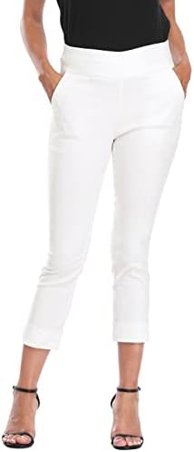 HDE Pull On Capri Pant for Women w/Pockets Elastic Waist Cropped Work Pant