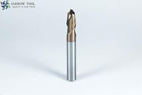 Carbide Ball Nose End Mill for CNC Machine Milling Tools, for Alloy Steels/Hardened Metals - 2 Flute - 55HRC TiAlN Coated (5Pcs, 1/4)