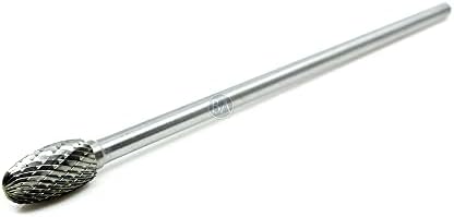 Benchmark Abrasives 6” Oval/Egg Shape Double Cut Tungsten Carbide Die Grinder Bits Metal Deburring Tool Rotary Burr, 1/4 Inch Shaft, Engraving Tool for Woodworking Shaping Carving (SE-5)