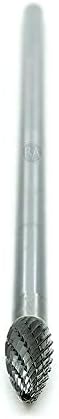 Benchmark Abrasives 6” Flame Shape Double Cut Tungsten Carbide Die Grinder Bits Metal Deburring Tool Rotary Burr, 1/4 Inch Shaft, Engraving Tool for Woodworking Shaping Carving (SH-2)
