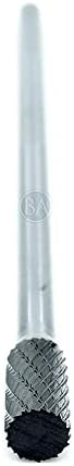 Benchmark Abrasives 6” Cylinder Shape Double Cut Tungsten Carbide Die Grinder Bits Metal Deburring Tool Rotary Burr, 1/4 Inch Shaft, Engraving Tool for Woodworking Shaping Carving (SA-3)