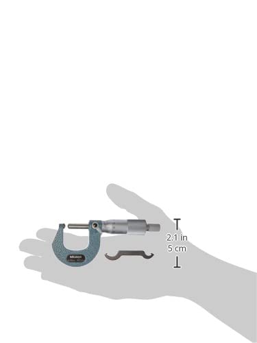 Mitutoyo 115-217 Spherical Face Micrometer, Ratchet Stop, 50-75mm Range, 0.01mm Graduation, +/-0.003mm Accuracy, Spherical Spindle