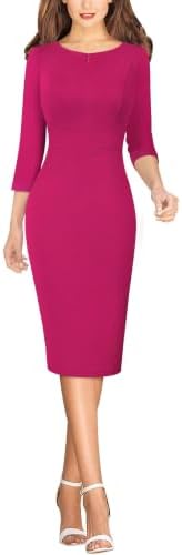 VFSHOW Womens Work Business Office Zipper Up Slim Bodycon Sheath Dress