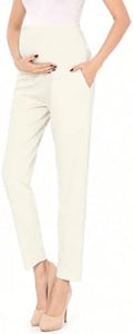 Maternity Pants Work Over The Belly with Pockets, Womens Pregnancy Dress Pants Office Clothes Trousers Stretch Summer