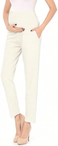 Maternity Pants Work Over The Belly with Pockets, Womens Pregnancy Dress Pants Office Clothes Trousers Stretch Summer