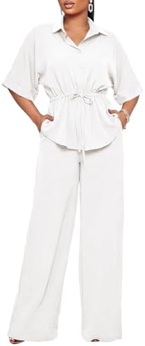 Two Piece Sets for Women Dressy Shirt Top Flared Pants Business Pantsuits