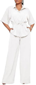 Two Piece Sets for Women Dressy Shirt Top Flared Pants Business Pantsuits