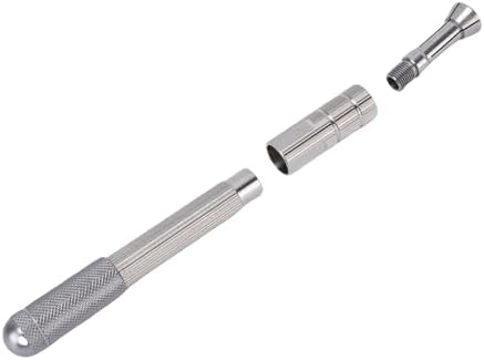 POCREATION Pin Vise Hand Drill with Non Slip Handle, 11cm/4.3in Length, 3 Replacement Heads, Manual Operation, for Watch Repair and Jewelry Making