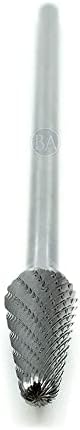 Benchmark Abrasives 6” Taper Shape Radius Double Cut Tungsten Carbide Die Grinder Bits Metal Deburring Tool Rotary Burr, 1/4 Inch Shaft, Engraving Tool for Woodworking Shaping Carving (SL-4)
