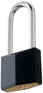 Black Covered Brass Keyed Padlock with Stainless Steel Long Shackle, 1-9/16 Inch Lock Body, Outdoor Rustproof Lock for Gate Fence Hasp Cabinet Toolbox Gym School Locker
