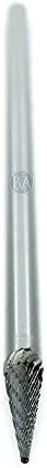 Benchmark Abrasives 6” Pointed Cone Shape Double Cut Tungsten Carbide Die Grinder Bits Metal Deburring Tool Rotary Burr, 1/4 Inch Shaft, Engraving Tool for Woodworking Shaping Carving (SM-3)