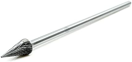 Benchmark Abrasives 6” Pointed Cone Shape Double Cut Tungsten Carbide Die Grinder Bits Metal Deburring Tool Rotary Burr, 1/4 Inch Shaft, Engraving Tool for Woodworking Shaping Carving (SM-5)