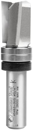 Amana Tool 45463-3US Carbide Tipped Up Shear Face Plunge Template Router Bit 3/4 Dia x 1 x 1/2 Inch Shank with Upper Ball Bearing