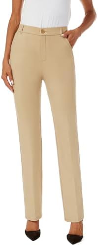 iChosy Women's Stretch Straight Leg Dress Work Pants Business Casual Slacks
