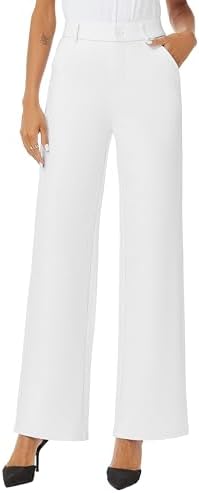 iChosy Womens High Waist Wide Straight Leg Trousers Casual Slacks Dress Pants with Pockets