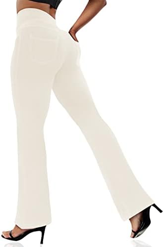 VOOVEEYA Women's Bootcut Leggings - Bootleg Yoga Pants Flare with 4 Pockets