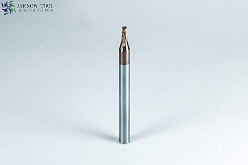 Carbide Ball Nose End Mill for CNC Machine Milling Tools, for Alloy Steels/Hardened Metals - 2 Flute - 55HRC TiAlN Coated (5Pcs, 1/16)