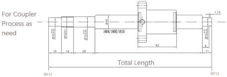 16mm Ballscrew SFU1605 RM1605 Anti Backlash Ball Screw, Length 74.8 inch / 1900mm 5mm Pitch with Metal Nut (with Standard End Machining for BK/BF12), High Precision Part for CNC Machine