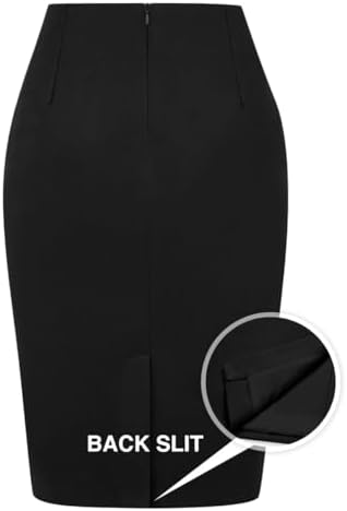 IDEALSANXUN Plaid Skirts for Women Fall Winter Knee Length Pencil Wool Skirt with Slit
