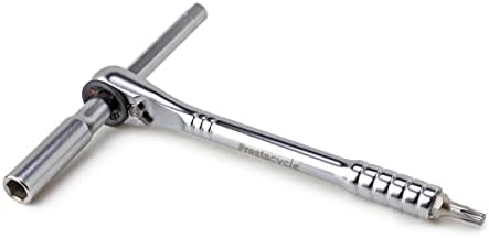 Prestacycle Pro T-Handle Ratchet and Extension, Portable Tool for use with standard 1/4 Hex Bits (not included), 60Nm Heavy-Duty & Compact Tools For Bicycle (Ratchet & Extension Only)