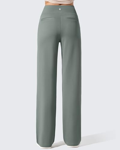 G4Free EverGoing Fleece Lined Wide Leg Pants for Women Dressy Work Casual