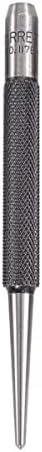 Starrett Steel Center Punch with Round Shank and Knurled Finger Grip - Hardened and Tempered, 4" Length, 3/32" Diameter Tapered - 117B