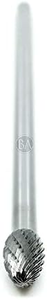 Benchmark Abrasives 6” Oval/Egg Shape Double Cut Tungsten Carbide Die Grinder Bits Metal Deburring Tool Rotary Burr, 1/4 Inch Shaft, Engraving Tool for Woodworking Shaping Carving (SE-3)