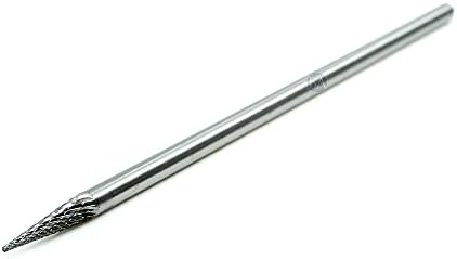 Benchmark Abrasives 6” Pointed Cone Shape Double Cut Tungsten Carbide Die Grinder Bits Metal Deburring Tool Rotary Burr, 1/4 Inch Shaft, Engraving Tool for Woodworking Shaping Carving (SM-3)