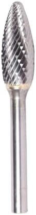 Drill America SH-5 Carbide Burr/Rotary File Flame Double Cut for Die Grinder 1/2" Dia. x 1-1/4" Cut Length with 1/4" Shank and 6" Overall Length, DUL Series
