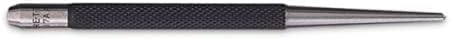 Starrett Steel Center Punch with Round Shank and Knurled Finger Grip - Hardened and Tempered Steel, 75mm Length, 1.5mm Diameter Tapered - 117AA