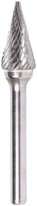Drill America SM-5 Carbide Burr/Rotary File Cone Pointed End Double Cut for Die Grinder 1/2" Dia. x 7/8" Cut Length with 1/4" Shank and 2-3/4" Overall Length, DUL Series