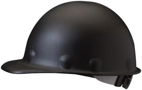 Fibre-Metal by Honeywell P2AQRW11A000 Super Eight Fiber Glass Cap Style Ratchet Hard Hat with Quick-Lok, Black, Medium