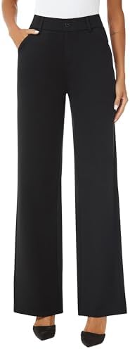 iChosy Womens High Waist Wide Straight Leg Trousers Casual Slacks Dress Pants with Pockets