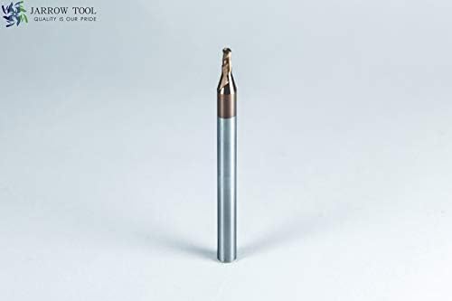 Carbide Ball Nose End Mill for CNC Machine Milling Tools, for Alloy Steels/Hardened Metals - 2 Flute - 55HRC TiAlN Coated (5Pcs, 3/32)