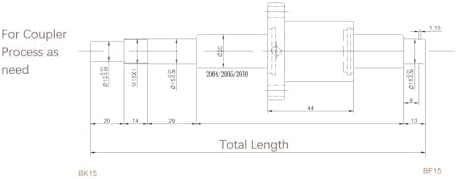 20mm Ballscrew SFU2005 RM2005 Anti Backlash Ball Screw, Length 106.3 inch / 2700mm 5mm Pitch with Metal Nut (with Standard End Machining for BK/BF15), High Precision Part for CNC Machine