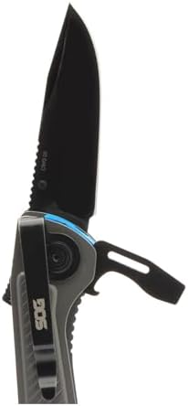 SOG Everyday Daily Solution EDC Flash MT Multi-Tool with CRYO D2 Steel Compact Pocket Size, 7 Tools, Stainless-Steel Housing, Urban Gray & Cyan