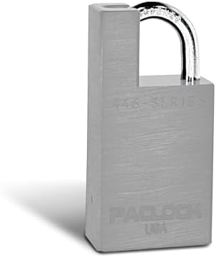 PACLOCK's UCS-446A Shrouded Single Post Padlock for Pelican® Storm Cases & Milwaukee® PACKOUT™, Slim Shoulder for Limited Rotation, Prevents Cutting Attempts, Silver, 2 Keys, Keyed Alike U-Pick!