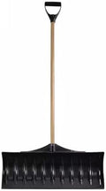 Snow Shovel with 30-Inch Wide Poly Blade, 42-Inch Wood Handle | D-Grip Handle Snow Pusher