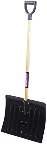 Westward Snow Shovel, 14-1/2 x 18 In, Steel, Wood Handle, D-Grip, 5 lb. 10 oz.