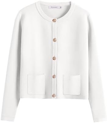 ANRABESS Women's Button Down Cropped Striped Cardigan Sweaters