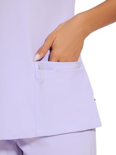 COZYFIT Scrubs for Women Set - Stretch V-Neck & Jogger Pant with 9 Pockets