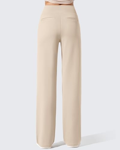 G4Free EverGoing Fleece Lined Wide Leg Pants for Women Dressy Work Casual