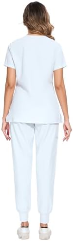 COZYFIT Scrubs for Women Set - Stretch V-Neck & Jogger Pant with 9 Pockets