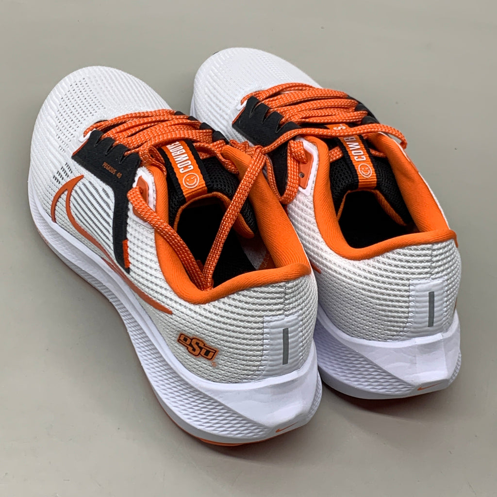 NIKE Zoom Pegasus 40 OK STATE White Shoes, Brilliant Orange & Black 11 W 9.5 M DZ5973-100
