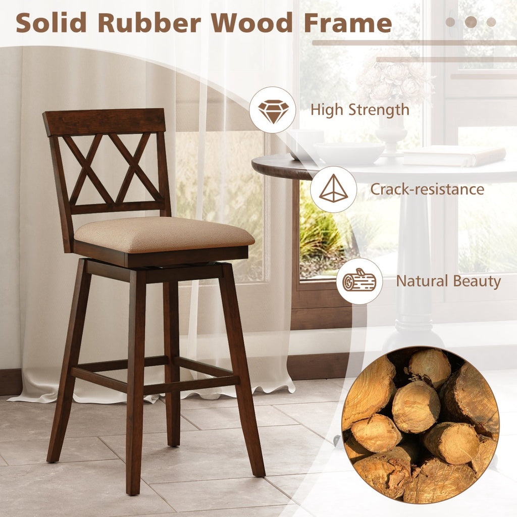 24 Inch Counter Height Barstools Set of 4 with Backrest and Upholstered Seat Cushion