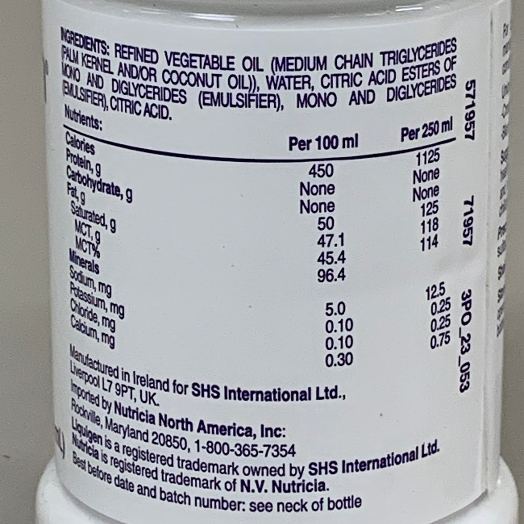NUTRICIA Liquigen Emulsified MCT Oil High Energy Medium Chain BB 09/25 8.5 fl oz