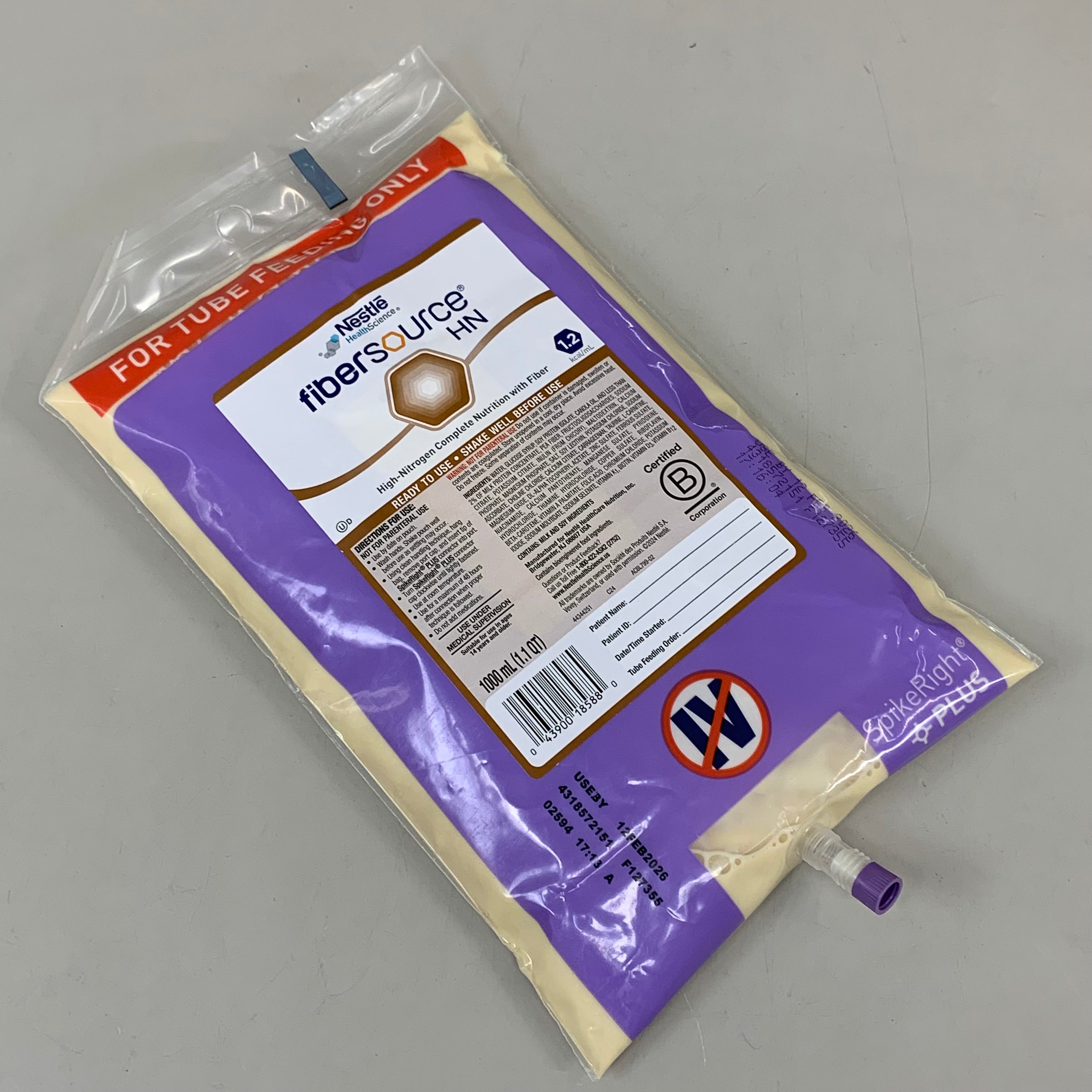 NESTLE (6 PACK) FiberSource HN Unflavored High-Nitrogen Feeding Tube 1 L BB 02/26