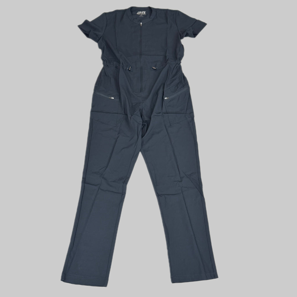 GREEN TOWN 4 Flex Scrubs Jumpsuit Cinch In Waist Women's Sz M Pewter GFX-023AST