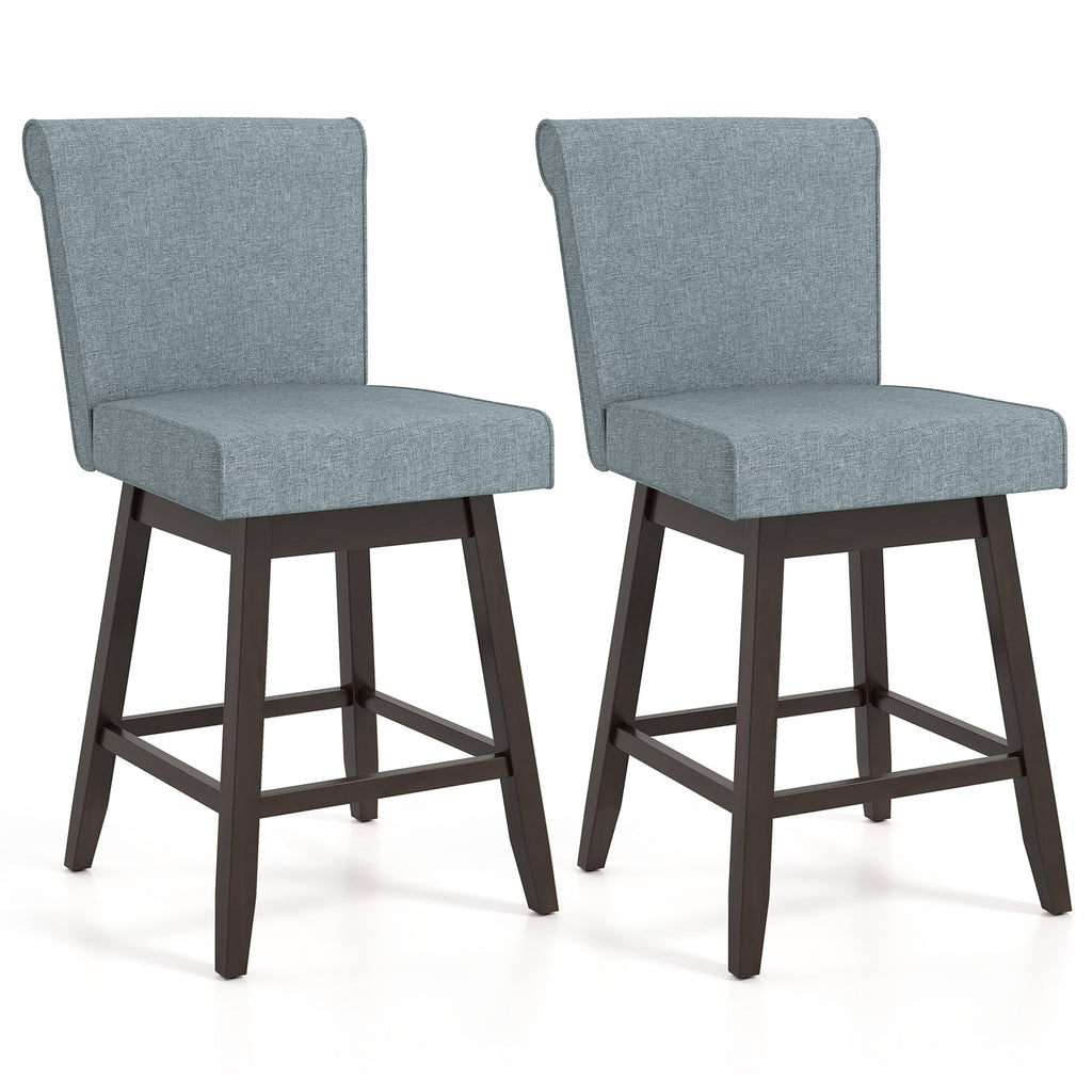 27 Inch Counter Height Bar Chairs with Rubber Wood Legs Set of 2