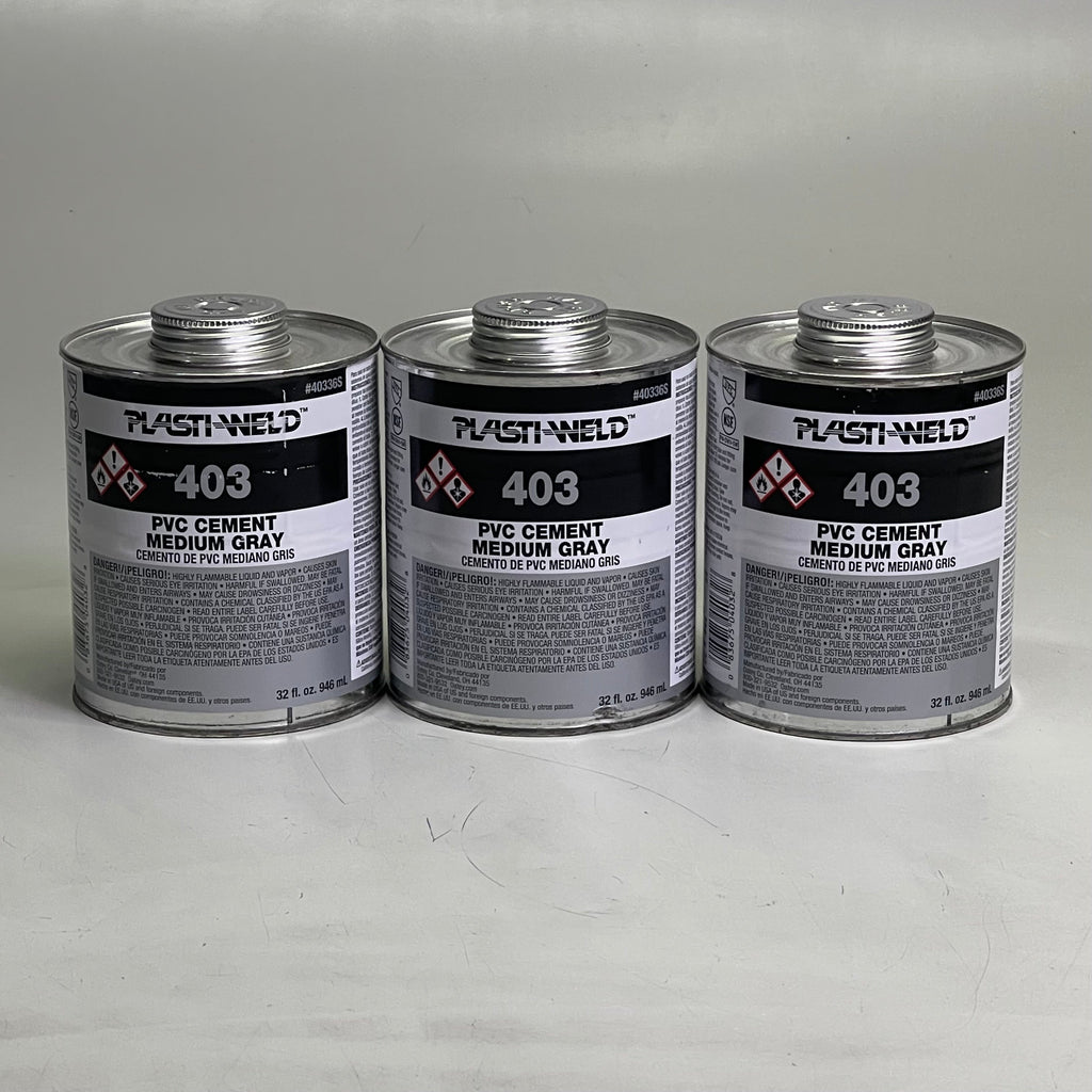 PLASTI-WELD (3 PACK) 403 PVC Cement Medium Gray 32 fl oz G40336S
